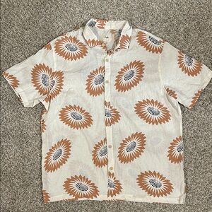 NWT Folk Linen Blend Sunflower Drake SS Shirt Medium